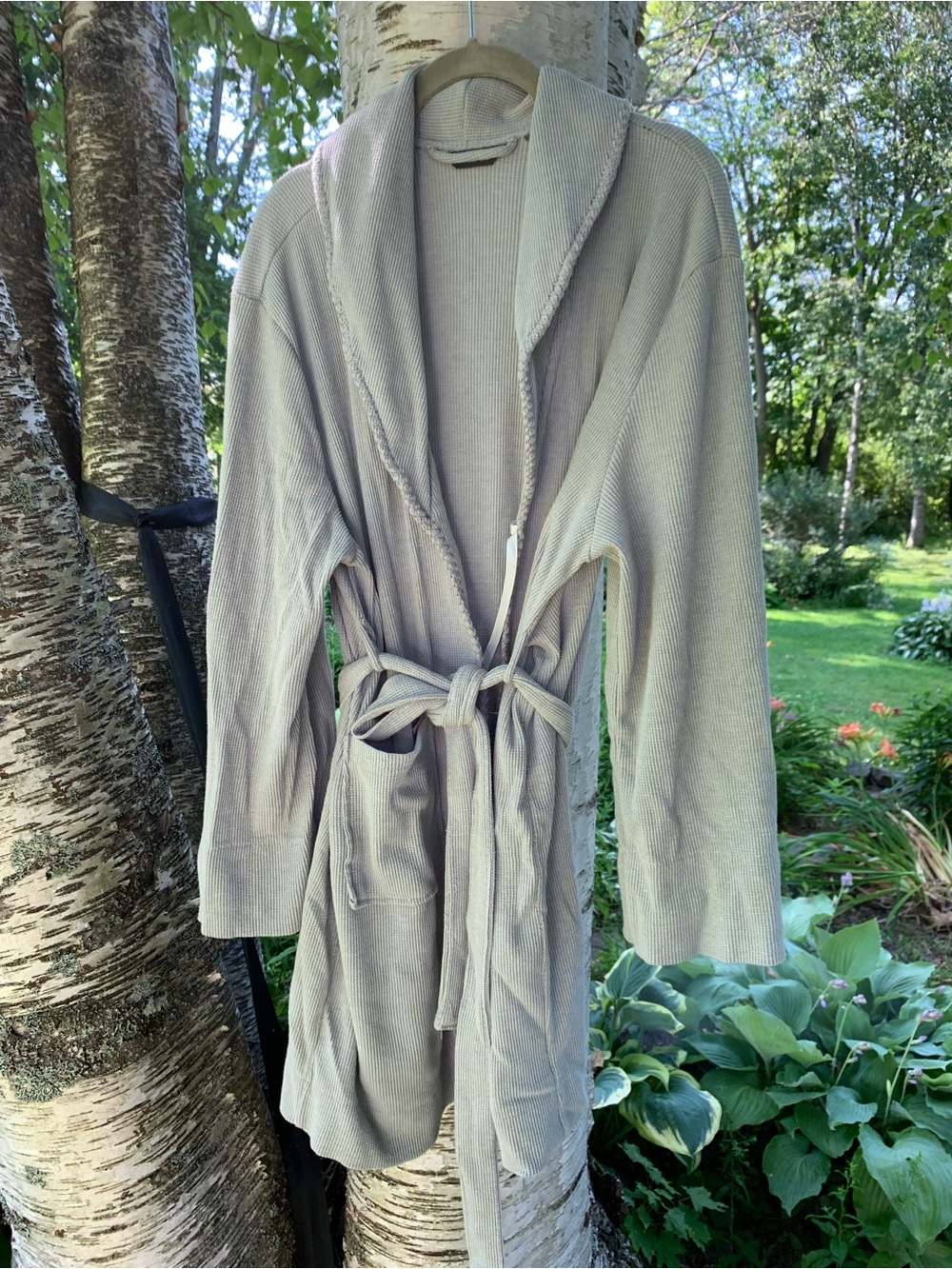 FAble Ribbed Hooded Robe in Taupe